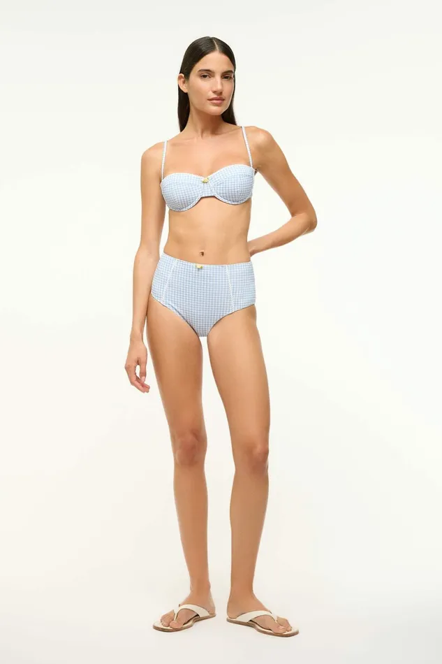 STAUD WAILEA BIKINI BOTTOM Sky Micro Check Women Swim STAUD WAILEA BIKINI BOTTOM Sky Micro Check Women Swim