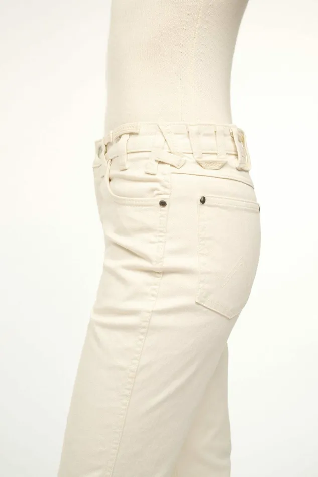 STAUD WRANGLER THE CROPPED BOOT JEAN Cream Women Denim STAUD WRANGLER THE CROPPED BOOT JEAN Cream Women Denim