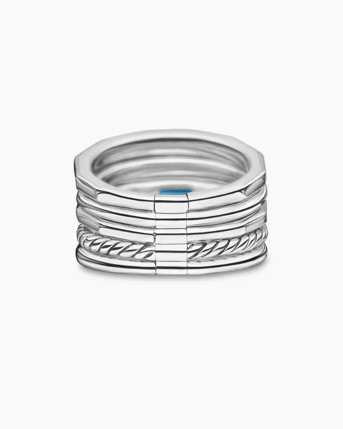 Stax Five Row Ring In Sterling Silver With Diamonds 15mm Women David Yurman Statement Stax Five Row Ring In Sterling Silver With Diamonds 15mm Women David Yurman Statement