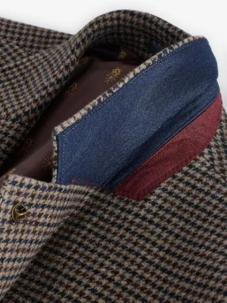 Suits and Tailoring Men Joules Brown Slim Fit Dogtooth Texture Suit Jacket