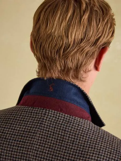 Suits and Tailoring Men Joules Brown Slim Fit Dogtooth Texture Suit Jacket