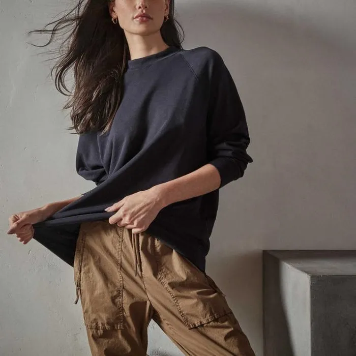 Sweat TopsBottoms Women James Perse Vintage French Terry Mock Neck French Navy