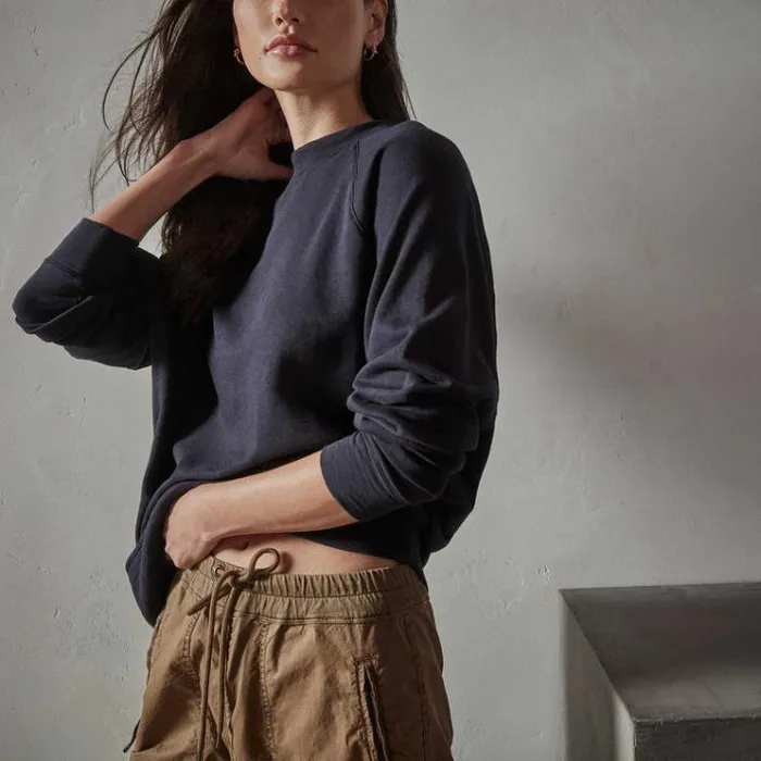 Sweat TopsBottoms Women James Perse Vintage French Terry Mock Neck French Navy