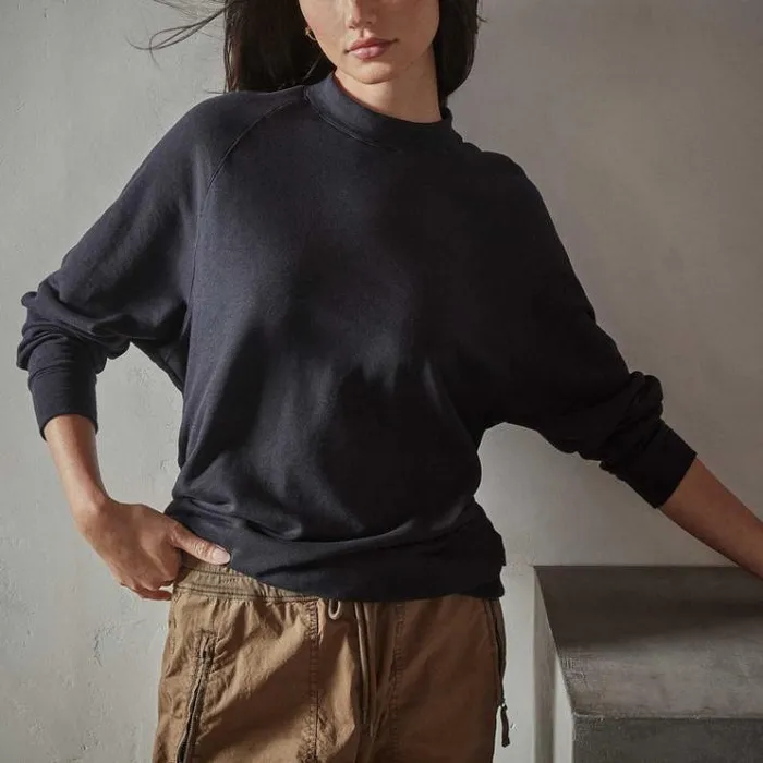 Sweat TopsBottoms Women James Perse Vintage French Terry Mock Neck French Navy