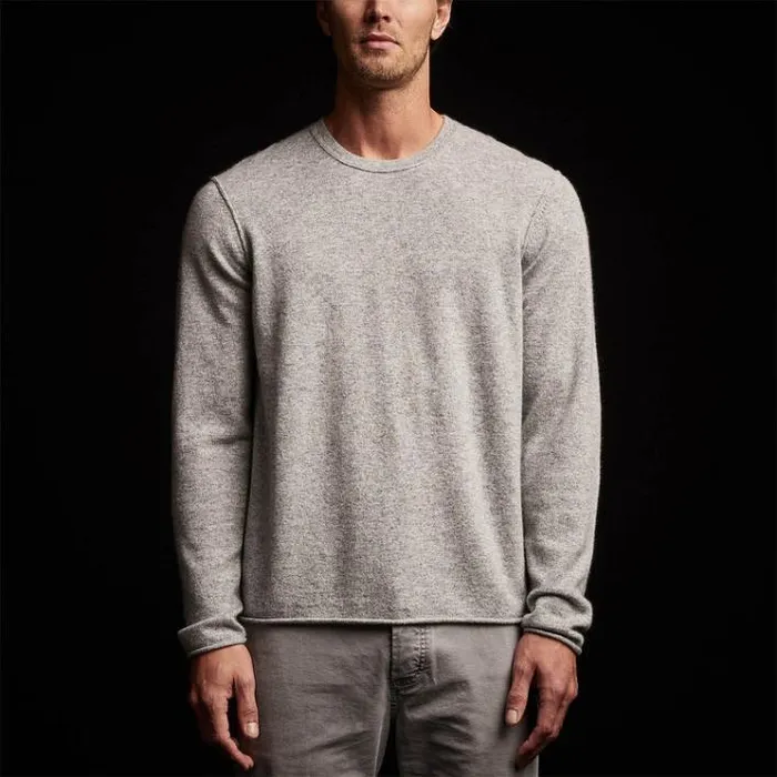 Sweaters Men James Perse Recycled Cashmere Crew Neck Sweater Light Heather Grey