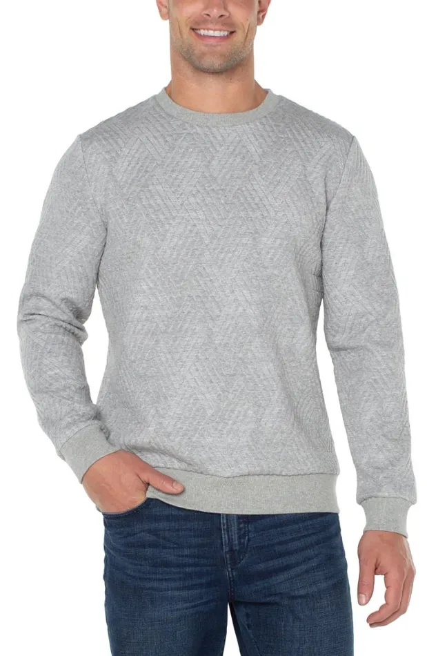 SWEATERS Men Liverpool Los Angeles DIAMOND PATTERN PULLOVER Grey