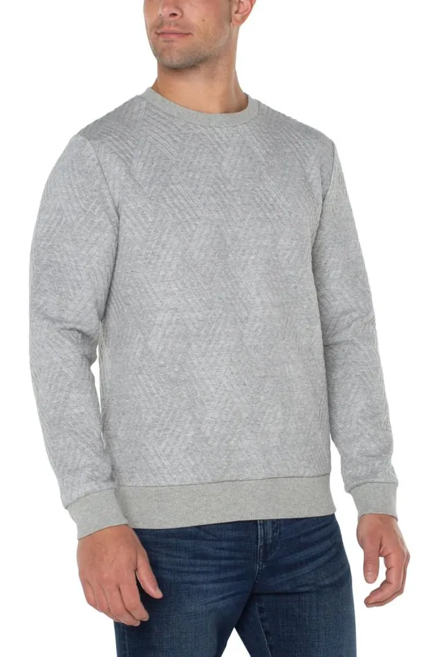 SWEATERS Men Liverpool Los Angeles DIAMOND PATTERN PULLOVER Grey
