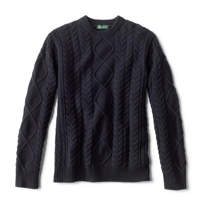 Sweaters Men Orvis Cable Crewneck Sweater Navy