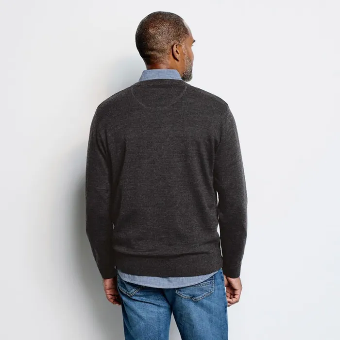 Sweaters Men Orvis Merino VNeck LongSleeved Sweater Navy