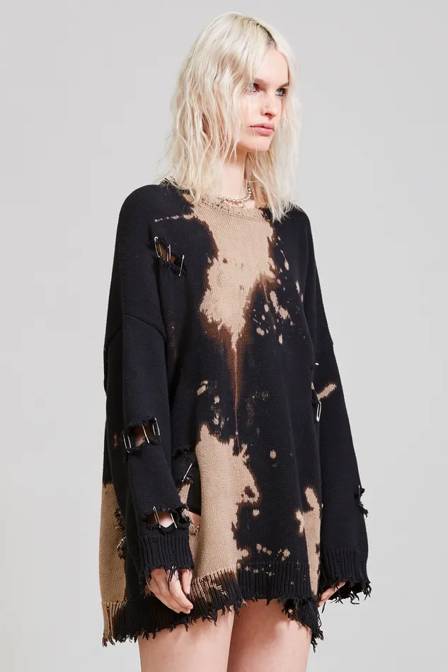 Sweaters R13 Women Bleached Distressed Crewneck Sweater