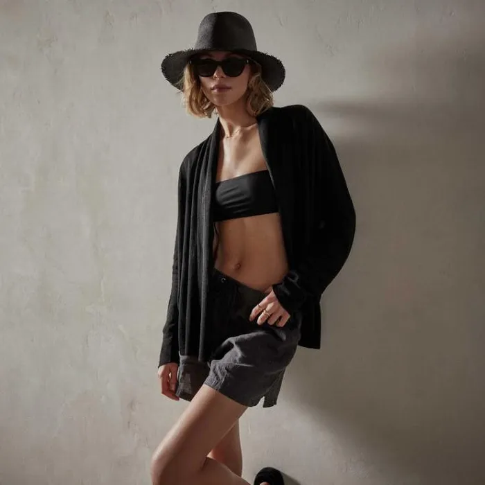 Sweaters Women James Perse Dunes Linen Cardigan Blackblack