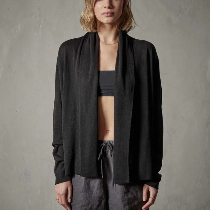 Sweaters Women James Perse Dunes Linen Cardigan Blackblack