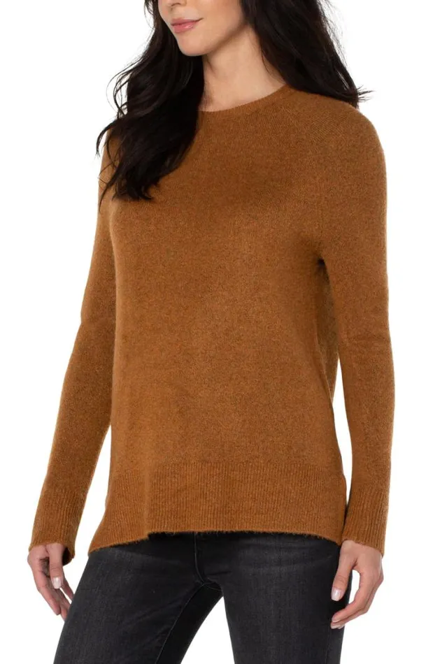SWEATERS Women Liverpool Los Angeles RAGLAN SWEATER WITH SIDE SLITS Autumn Heather