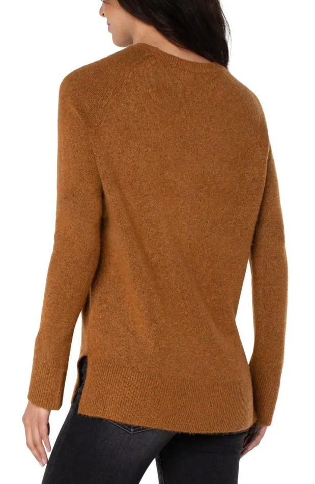 SWEATERS Women Liverpool Los Angeles RAGLAN SWEATER WITH SIDE SLITS Autumn Heather