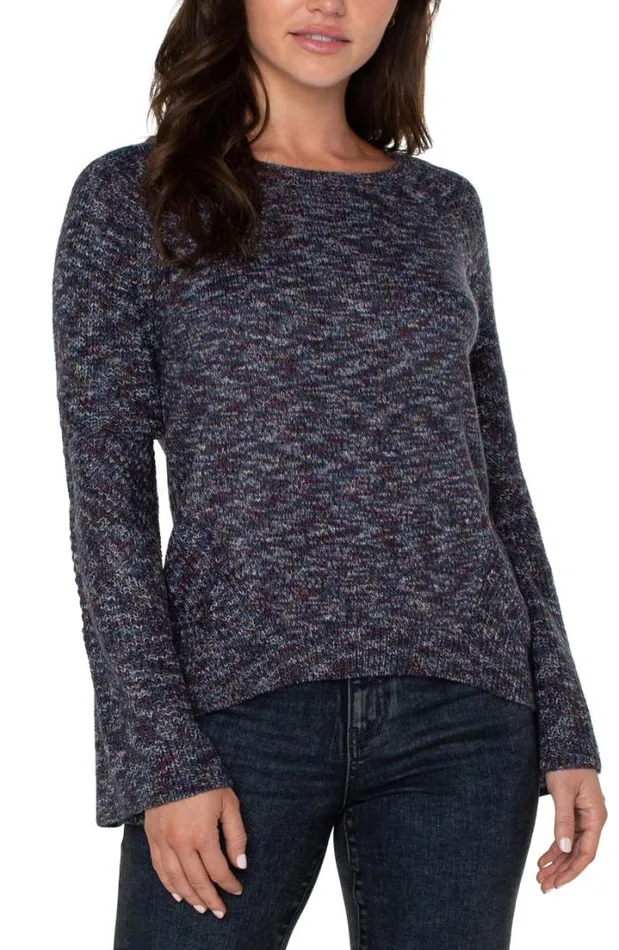 SWEATERS Women Liverpool Los Angeles SWEATER WITH CABLE STITCH SLEEVE Starry Night Maril SWEATERS Women Liverpool Los Angeles SWEATER WITH CABLE STITCH SLEEVE Starry Night Maril