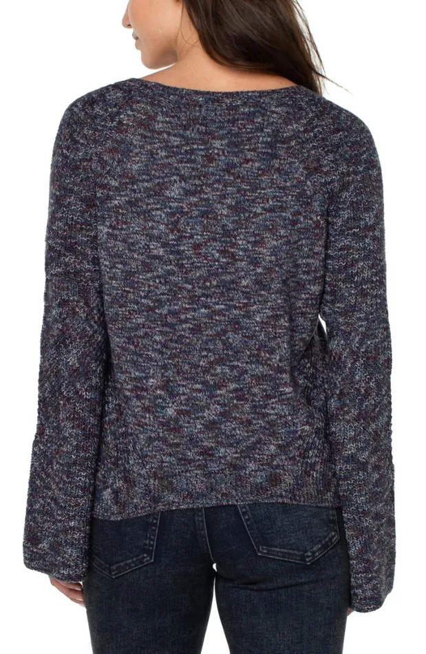 SWEATERS Women Liverpool Los Angeles SWEATER WITH CABLE STITCH SLEEVE Starry Night Maril