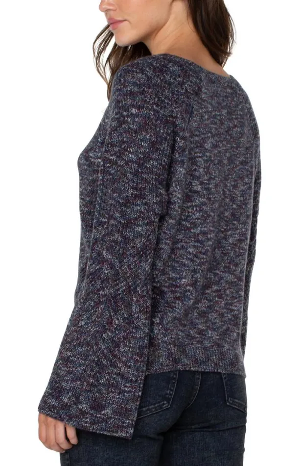 SWEATERS Women Liverpool Los Angeles SWEATER WITH CABLE STITCH SLEEVE Starry Night Maril