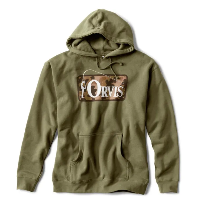 Sweatshirts Men Orvis Bent Rod Badge Hoodie Olive