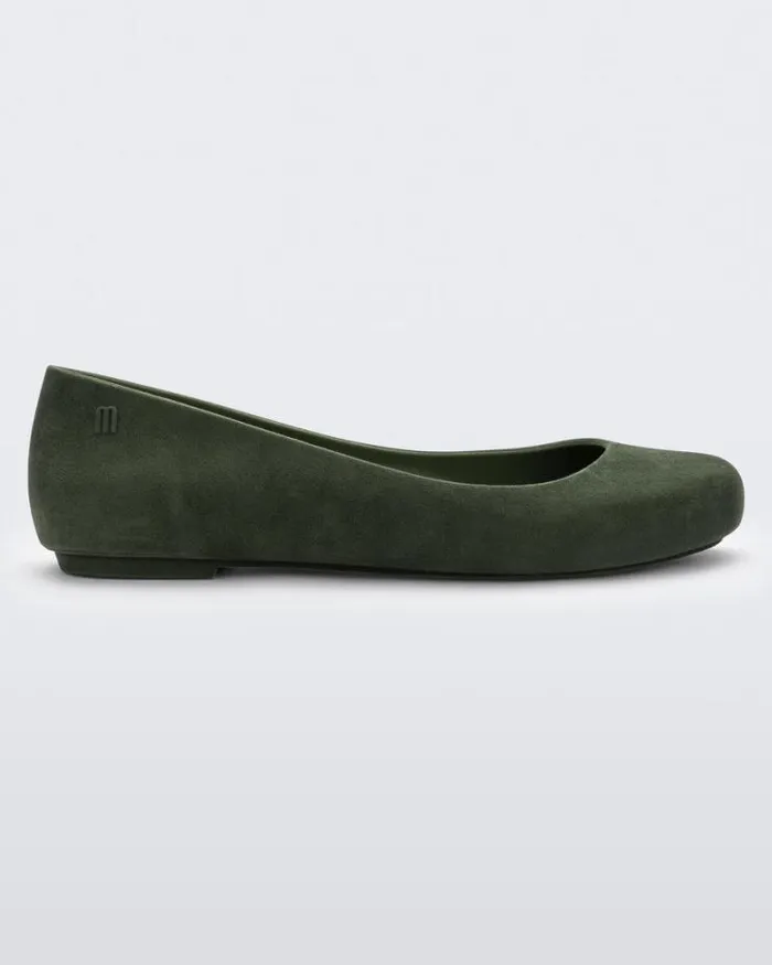 Sweet Love Velvet Green Flocked Women Melissa Flats