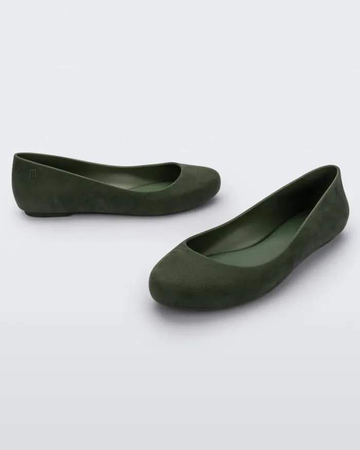 Sweet Love Velvet Green Flocked Women Melissa Flats