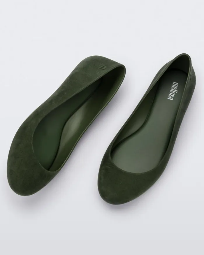 Sweet Love Velvet Green Flocked Women Melissa Flats