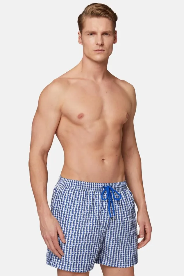 Swim Shorts Men Boggi Milano Swimsuit With Geometric Print Blue
