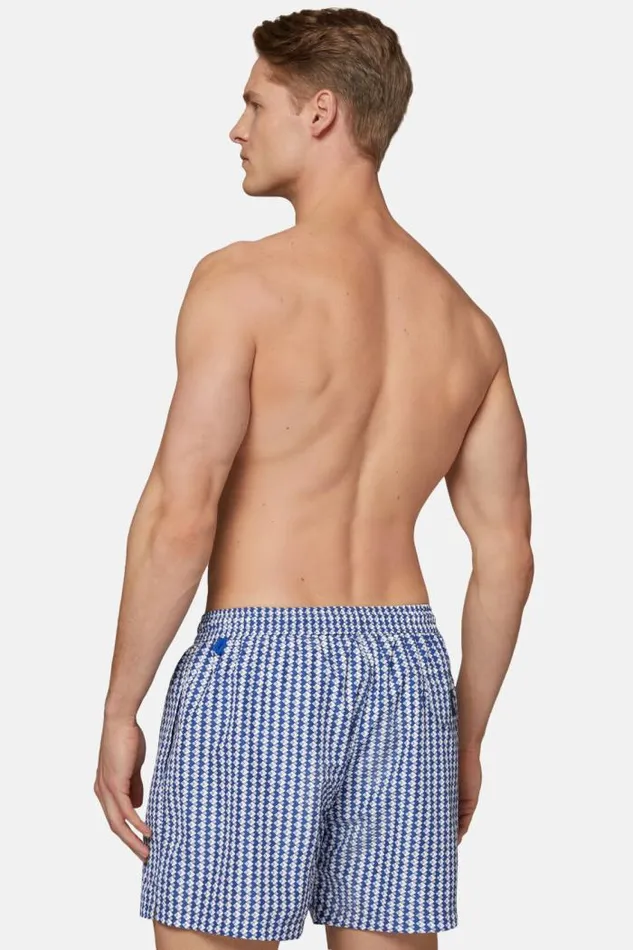 Swim Shorts Men Boggi Milano Swimsuit With Geometric Print Blue Swim Shorts Men Boggi Milano Swimsuit With Geometric Print Blue