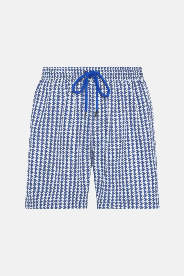 Swim Shorts Men Boggi Milano Swimsuit With Geometric Print Blue Swim Shorts Men Boggi Milano Swimsuit With Geometric Print Blue