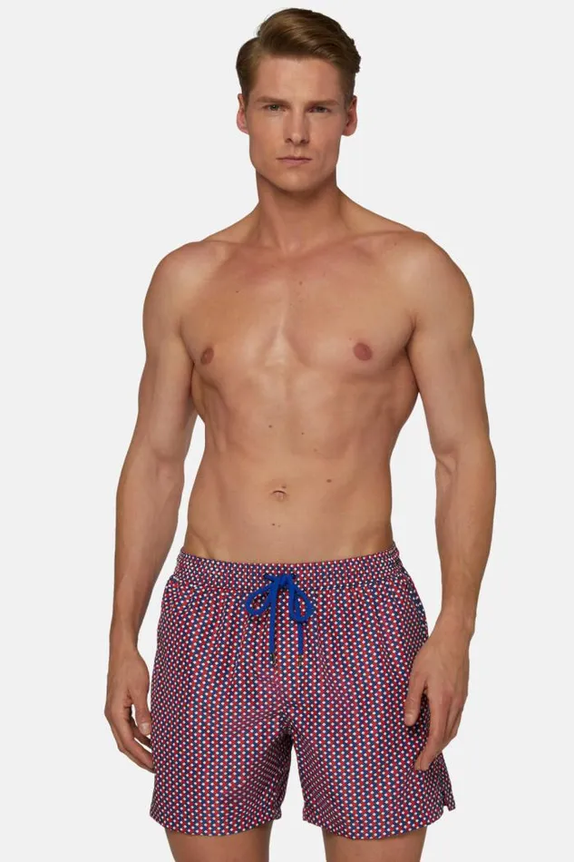 Swim Shorts Men Boggi Milano Swimsuit With Geometric Print Red