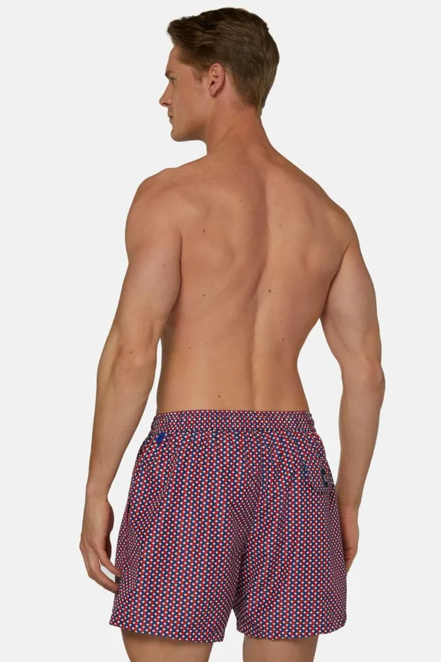 Swim Shorts Men Boggi Milano Swimsuit With Geometric Print Red Swim Shorts Men Boggi Milano Swimsuit With Geometric Print Red