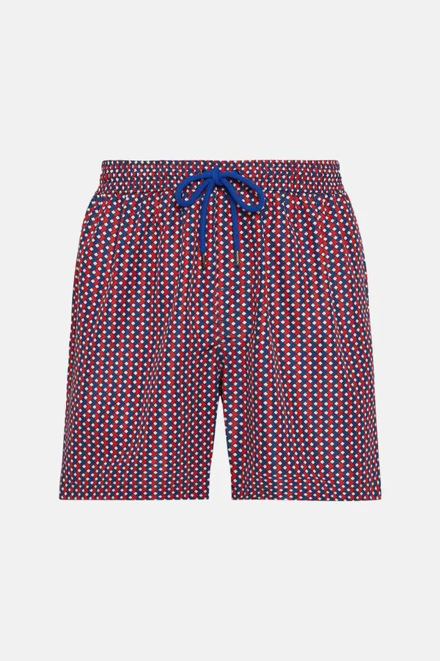 Swim Shorts Men Boggi Milano Swimsuit With Geometric Print Red Swim Shorts Men Boggi Milano Swimsuit With Geometric Print Red
