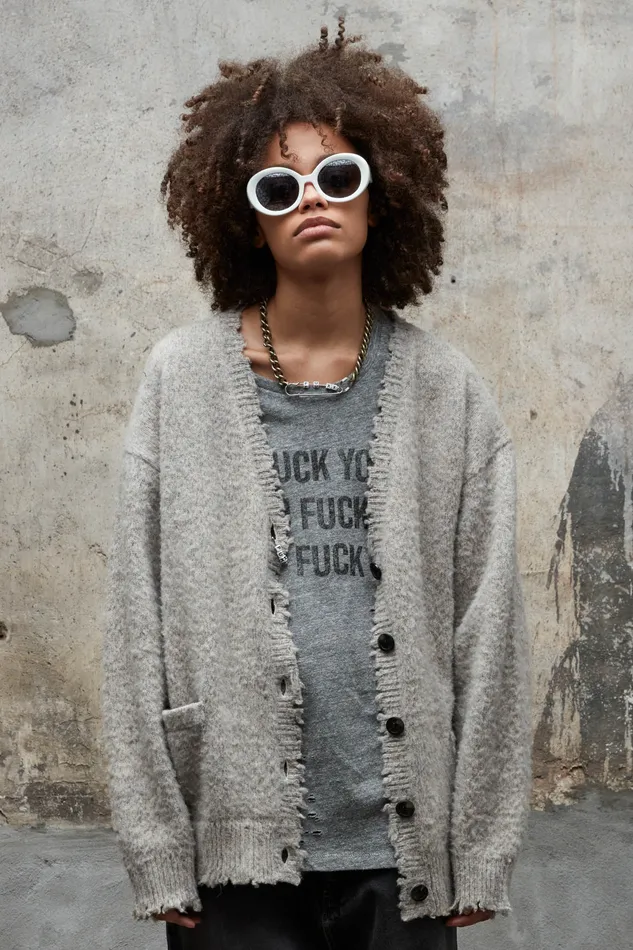 TShirts FU Ripped Boy TShirt 8211 Heather Grey R13 Women