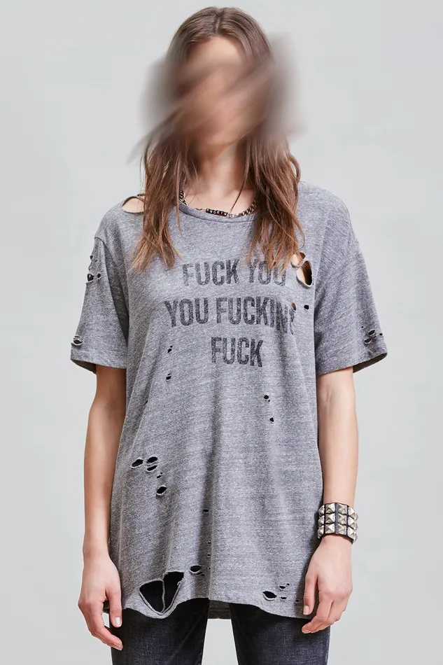 TShirts FU Ripped Boy TShirt 8211 Heather Grey R13 Women
