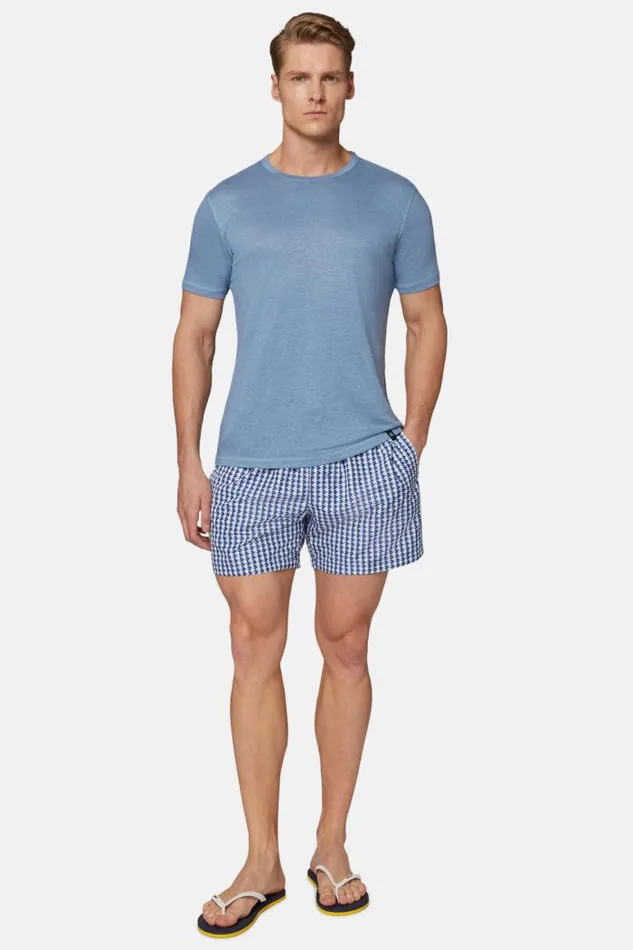 TShirts Men Boggi Milano TShirt In Stretch Linen Jersey Airblue