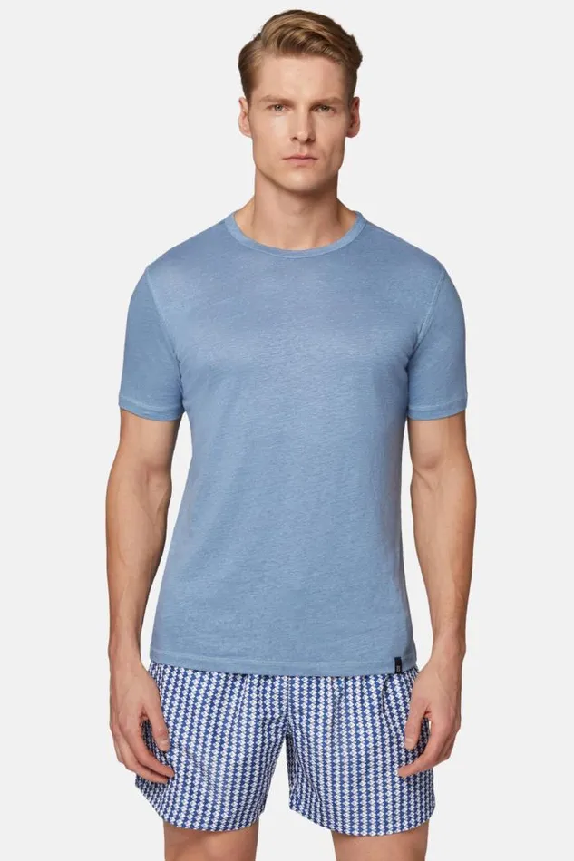 TShirts Men Boggi Milano TShirt In Stretch Linen Jersey Airblue TShirts Men Boggi Milano TShirt In Stretch Linen Jersey Airblue