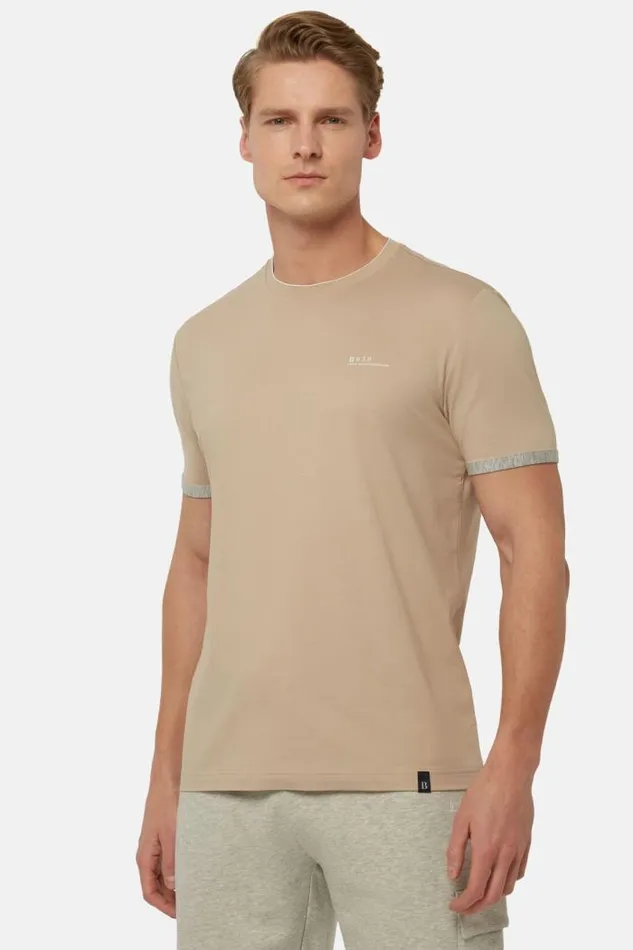 TShirts Men Boggi Milano TShirt In Sustainable HighPerformance Jersey Beige TShirts Men Boggi Milano TShirt In Sustainable HighPerformance Jersey Beige