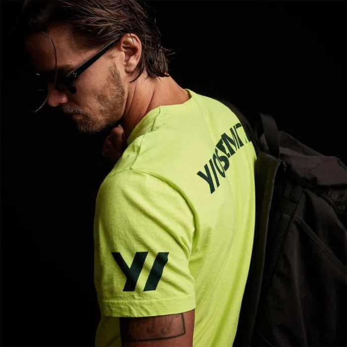 TShirts Men James Perse Short Sleeve Crew Neck Double Stripe Bright Neonnavy