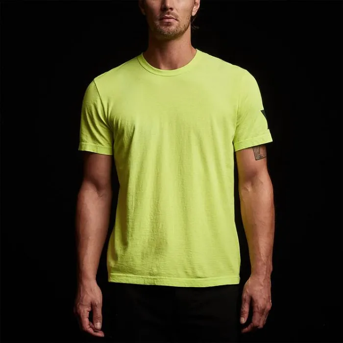 TShirts Men James Perse Short Sleeve Crew Neck Double Stripe Bright Neonnavy