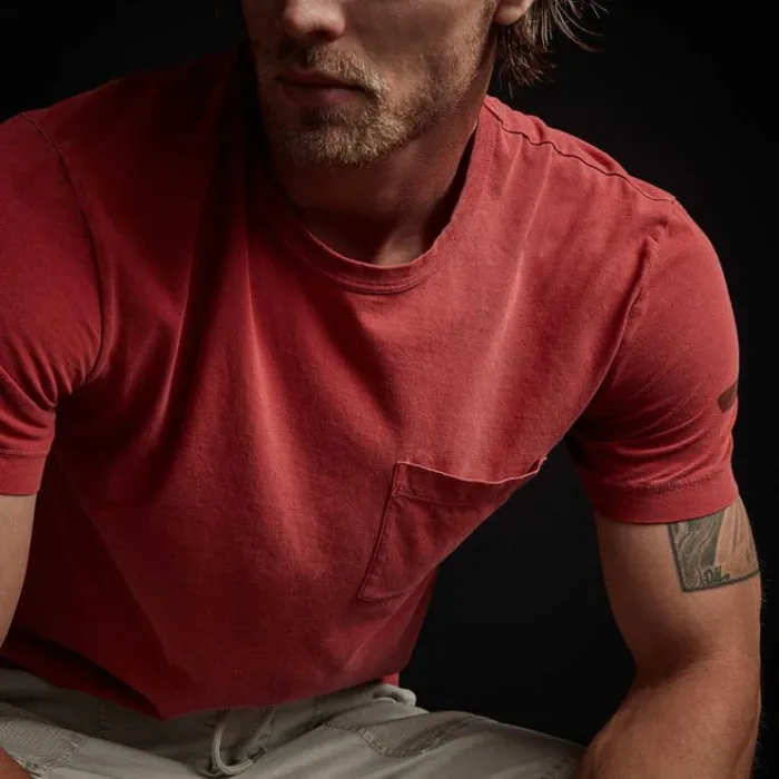 TShirts Men James Perse Short Sleeve Graphic Crew Neck Brick Pigment
