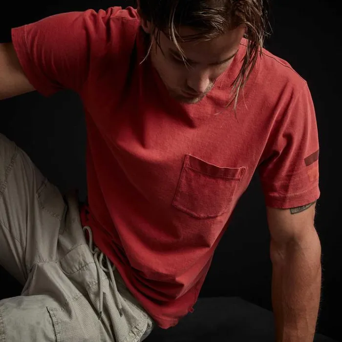 TShirts Men James Perse Short Sleeve Graphic Crew Neck Brick Pigment