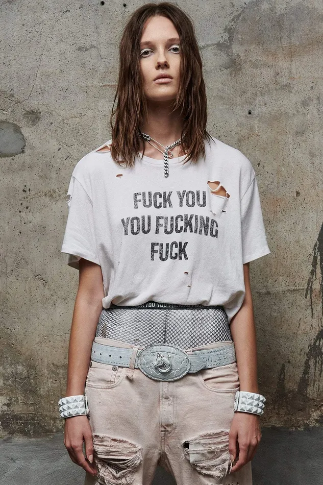 TShirts Women FU Ripped Boy TShirt 8211 Ecru R13