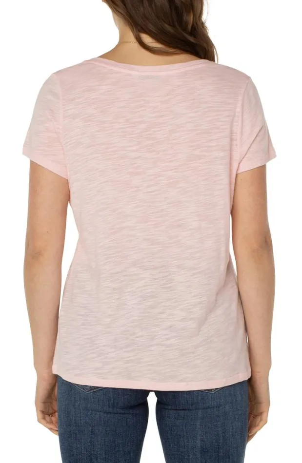 TSHIRTS Women Liverpool Los Angeles VNECK SLUB KNIT TEE Peony