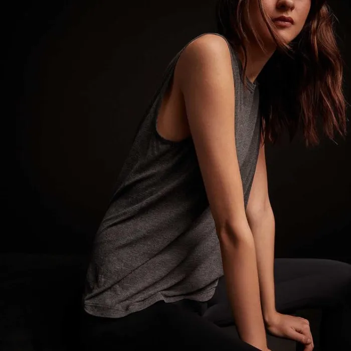 Tanks Women James Perse YOSEMITE Melange Jersey Muscle Tank Black