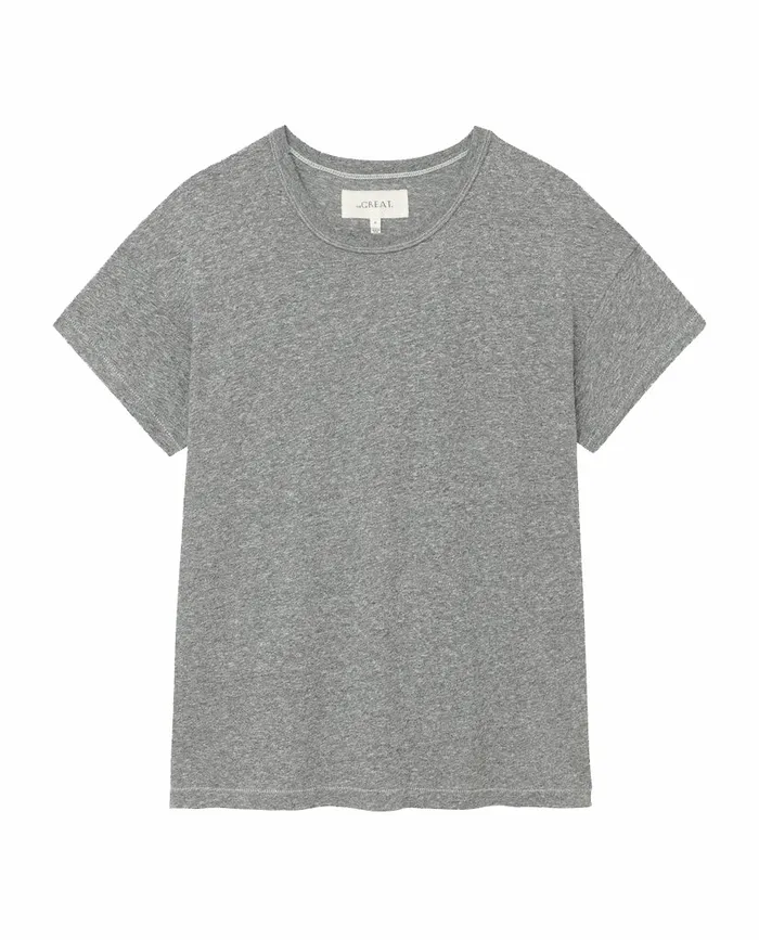 Tees Women The Great The Boxy Crew Heather Grey Tees Women The Great The Boxy Crew Heather Grey