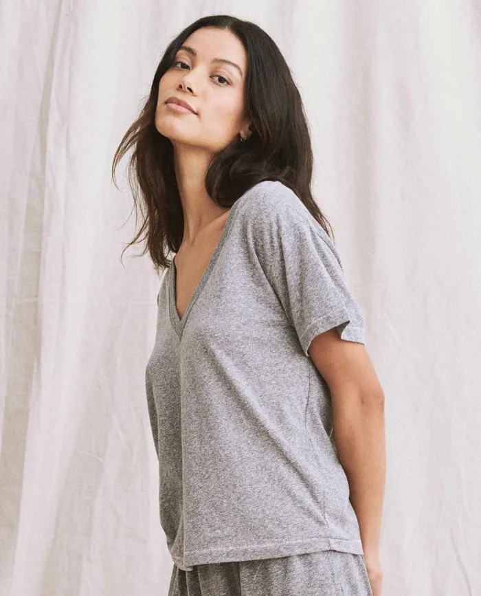 Tees Women The Great The V Heather Grey Tees Women The Great The V Heather Grey