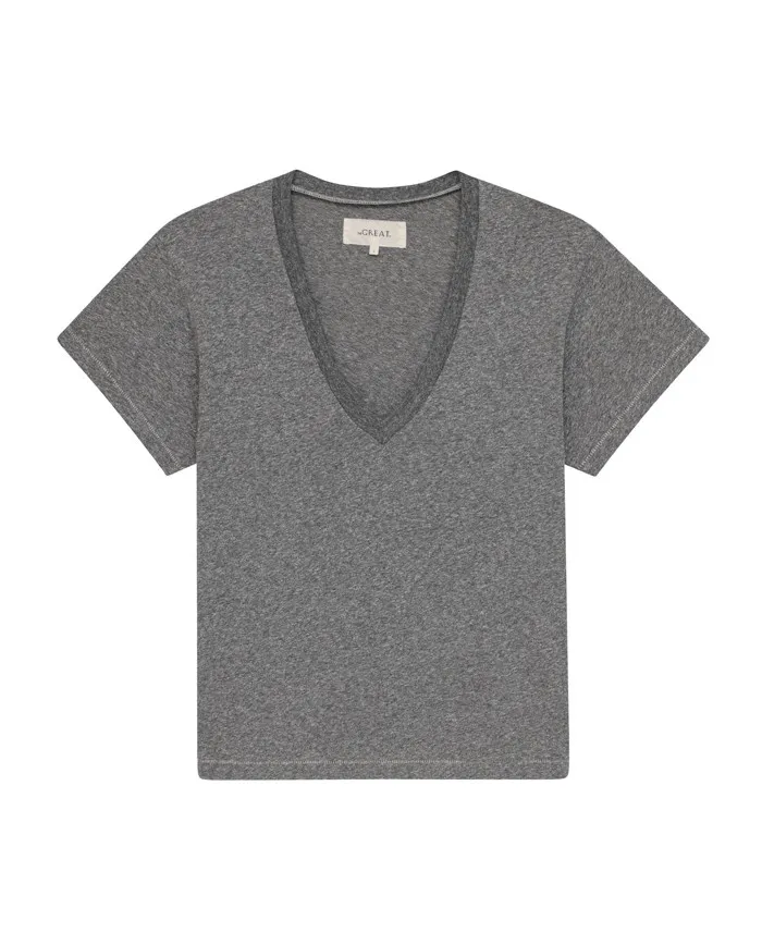 Tees Women The Great The V Heather Grey Tees Women The Great The V Heather Grey