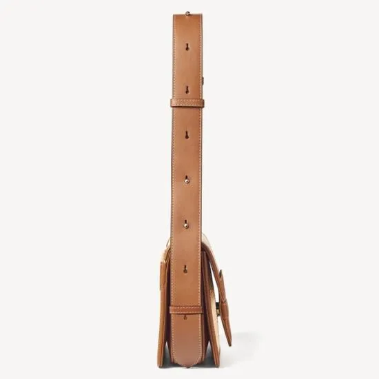 The Resort Bag Natural Chevron Raffia and Smooth Tan Women Aspinal Of London Shoulder