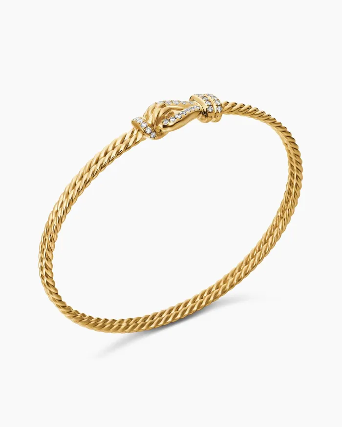 Thoroughbred Loop Bracelet In 18K Yellow Gold With Diamonds 45mm Women David Yurman Bangle Thoroughbred Loop Bracelet In 18K Yellow Gold With Diamonds 45mm Women David Yurman Bangle