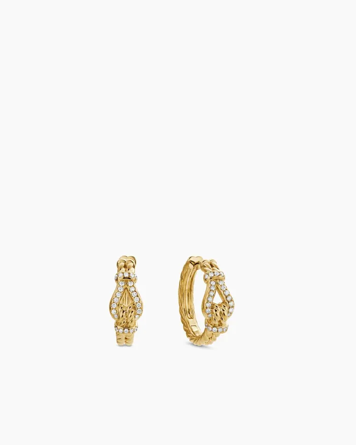 Thoroughbred Loop Hoop Earrings In 18K Yellow Gold With Diamonds 19mm Women David Yurman Hoop Thoroughbred Loop Hoop Earrings In 18K Yellow Gold With Diamonds 19mm Women David Yurman Hoop