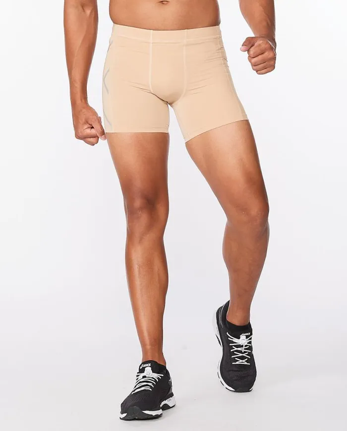 Tights Mens 2XU Core Compression 12 Shorts Beigesilver